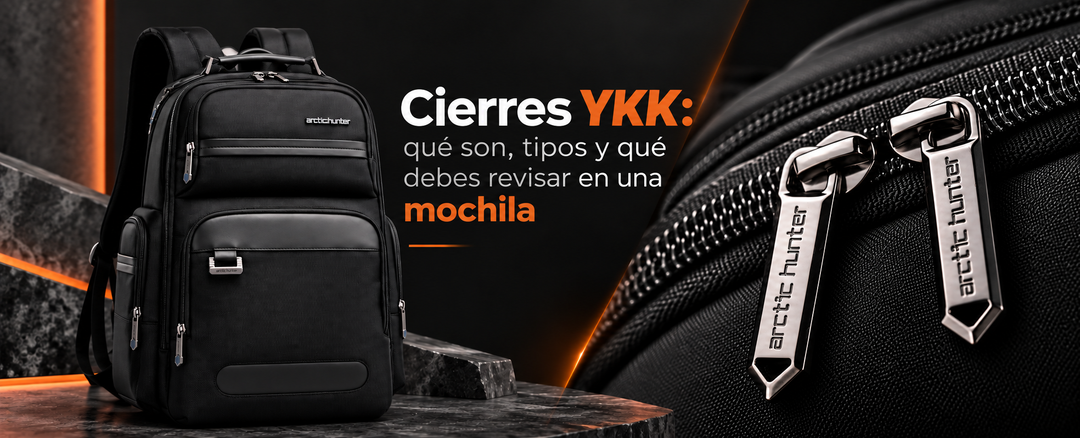 Detalle de cierre en una mochila y guía sobre cierres YKK para elegir una mochila.