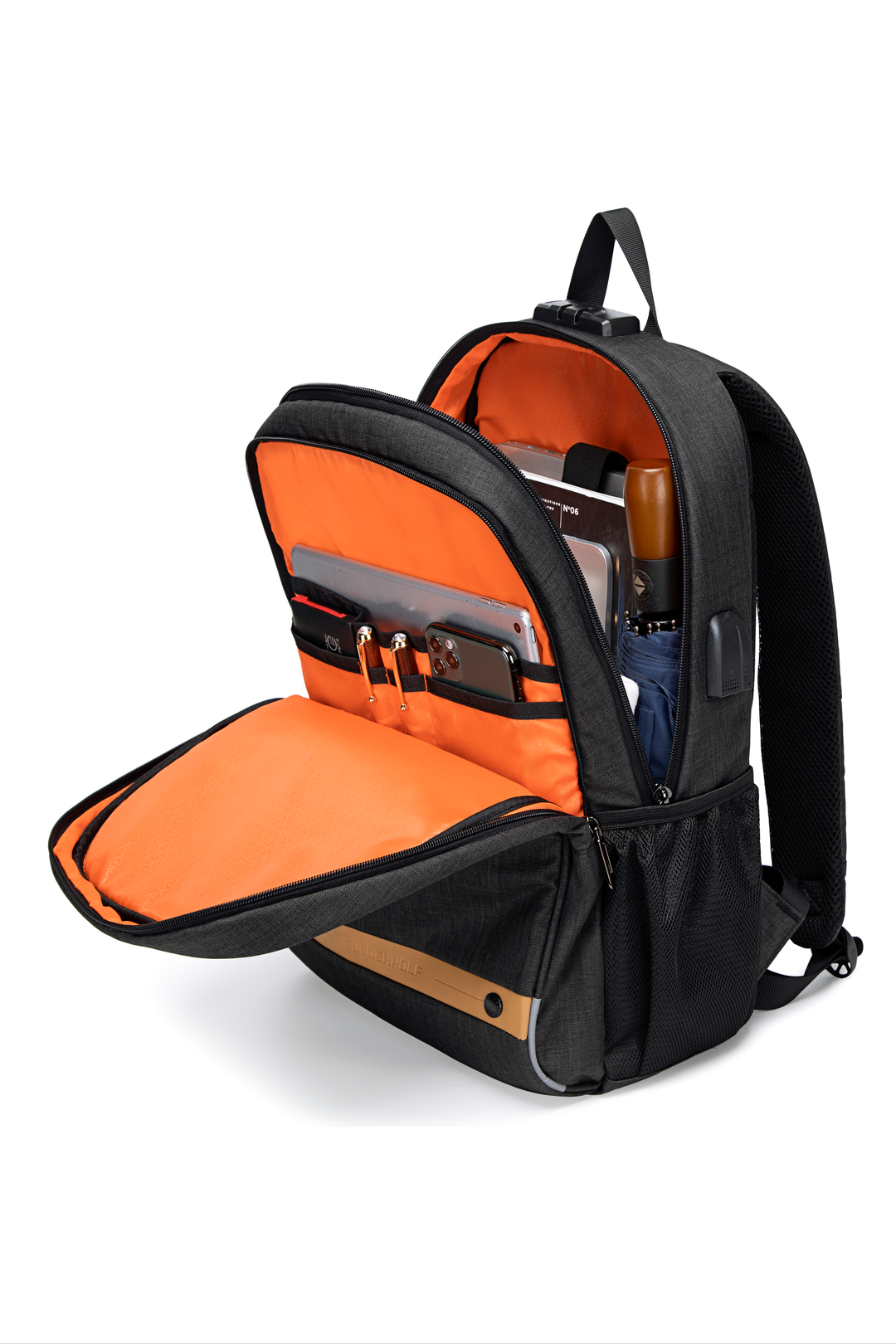 GOLDEN WOLF GB00375 | Mochila para Laptop Impermeable con Puerto de Carga USB - Arctic Hunter Store
